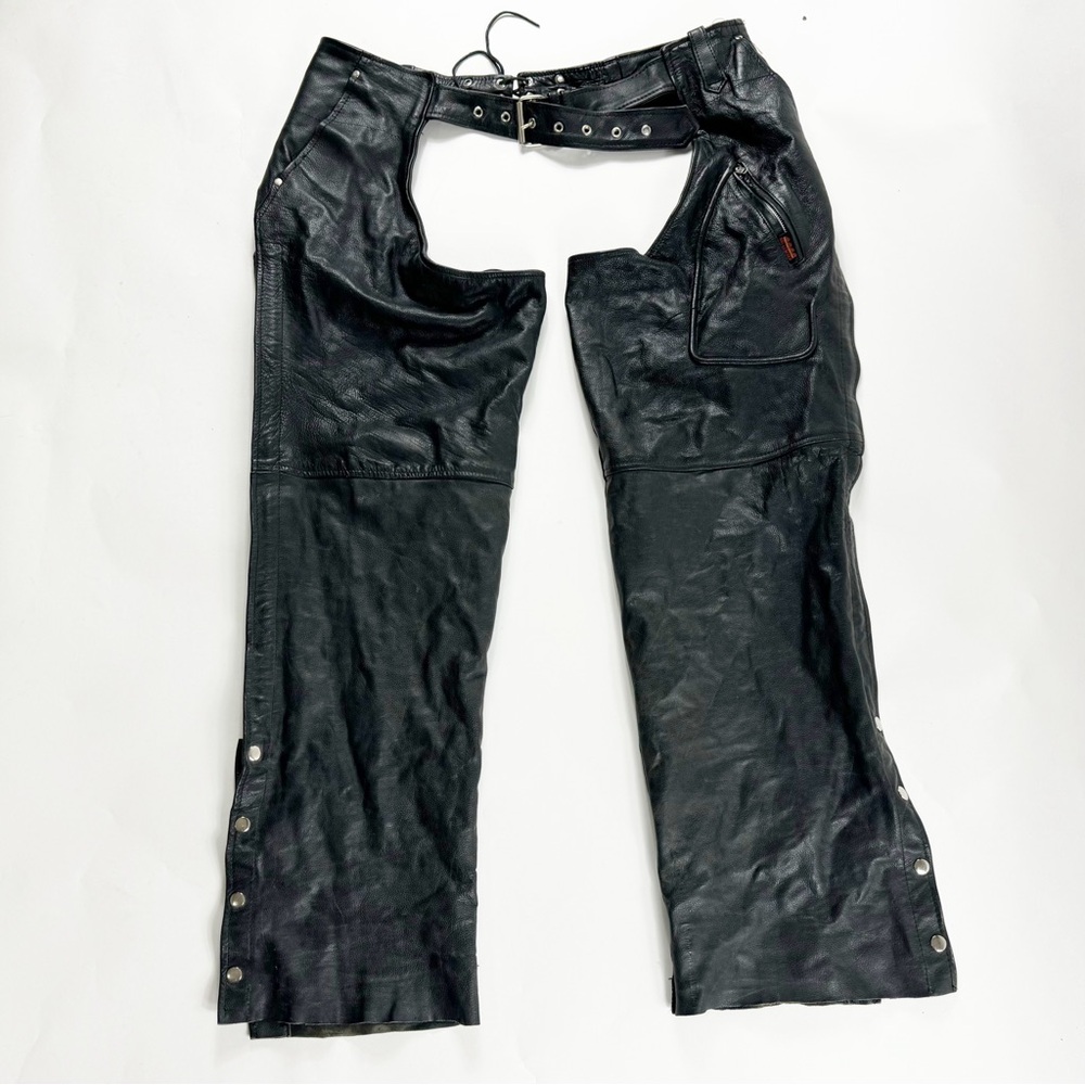 🪩 139. UNISEX Black Leather Chaps XXXL HOT LEATHERS Adjustable